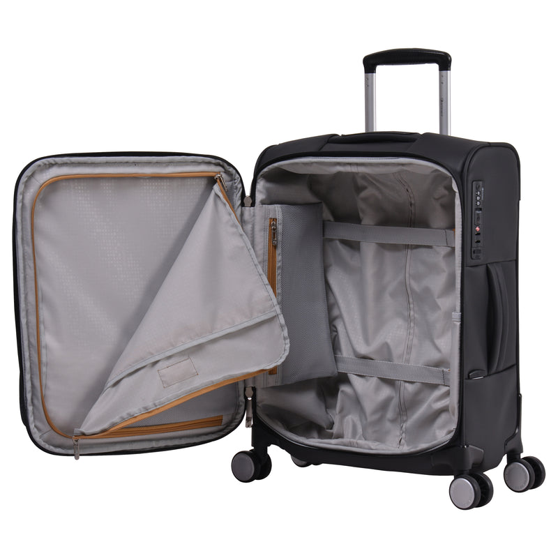 Eminent 55cm Black Carry-on Luxury Softside Trolley luggage S1800C Black