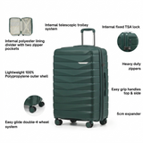 The New Zealand Luggage Co Pilot Collection Polypropylene 76cm Trolley case NZ005A-Petrol