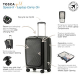 Tosca 55cm Space-X Collection Polypropylene Top-Lid opening Carry-on Laptop-trolley case TCA100C Black