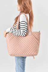 Tosca Metro Collection fashion quilted large travel tote MET980-Mauve