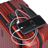Eminent - Carry On 55cm - Antique Wine Polycarbonate Small Luggage with USB port KK50C