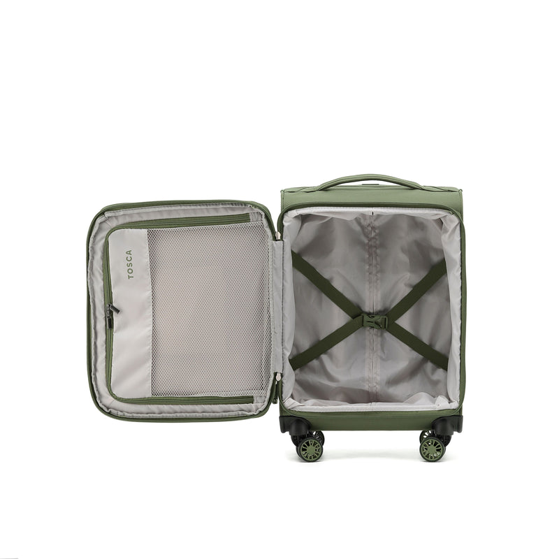 Tosca So-Lite 4.0 Collection soft side 4-wheel carry-on trolley luggage AIR5055C-Olive