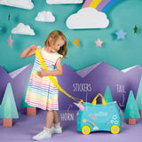 TRUNKI Kids ride-on hard side carry on suitcase TO287-GB01 Una Unicorn