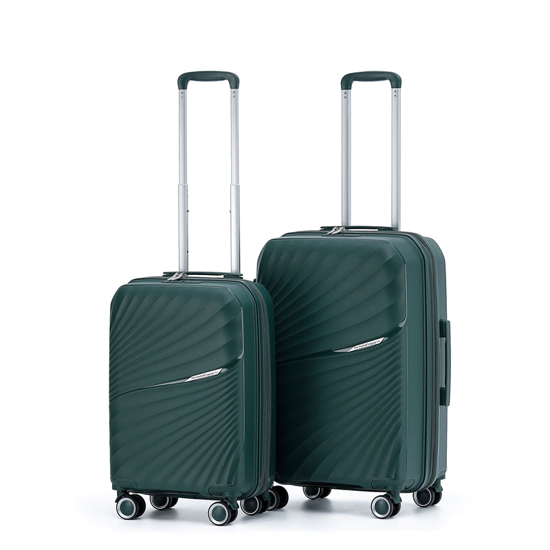 New Zealand Luggage Hauraki Collection 2-Pce travel set polypropylene trolley cases 66cm/55cm NZ004-Petrel Green