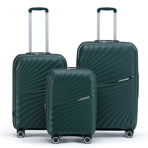 New Zealand Luggage Co Hauraki Collection Polypropylene Luggage Full-Set 76/66/55cm NZ004-Petrel Green