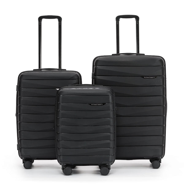 The New Zealand Luggage Co Pilot Collection Polypropylene Full set 76/66/55cm Trolley Cases NZ005-Full Set Black