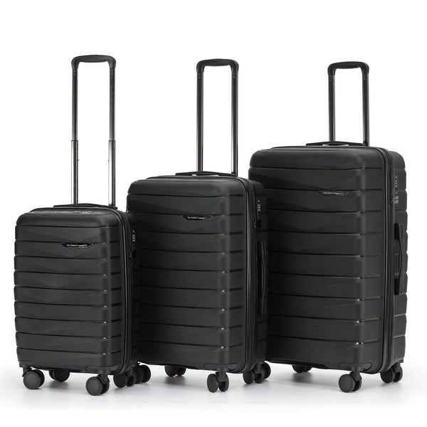 The New Zealand Luggage Co Pilot Collection Polypropylene Full set 76/66/55cm Trolley Cases NZ005-Full Set Black