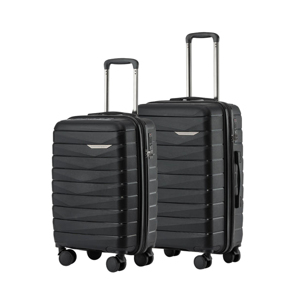New Zealand Luggage Pilot Collection 2-Pce Polypropylene Luggage set 66cm/55cm NZ005-Black