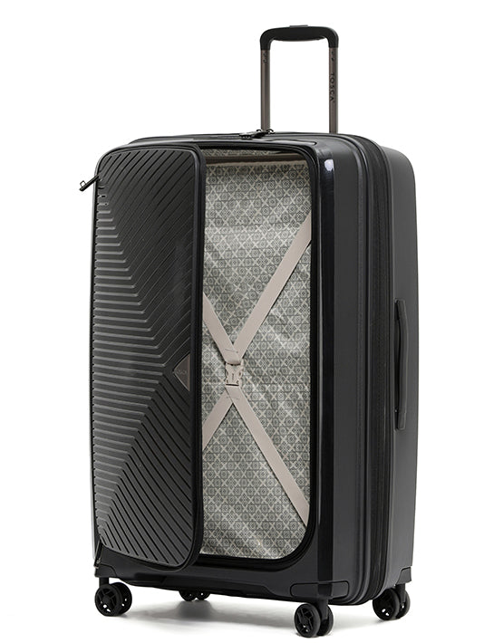 Tosca Space-X Collection 76cm luxury polypropylene top lid-front opening trolley luggage TCA100A Black