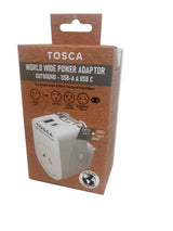 Tosca Worldwide Travel Adapter with USB A&C - TCA072