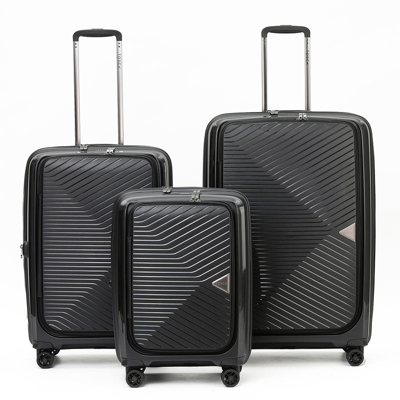 Tosca 66cm-H Space-X Collection Polypropylene Top-Lid opening Checked luxury trolley luggage TCA100B Black