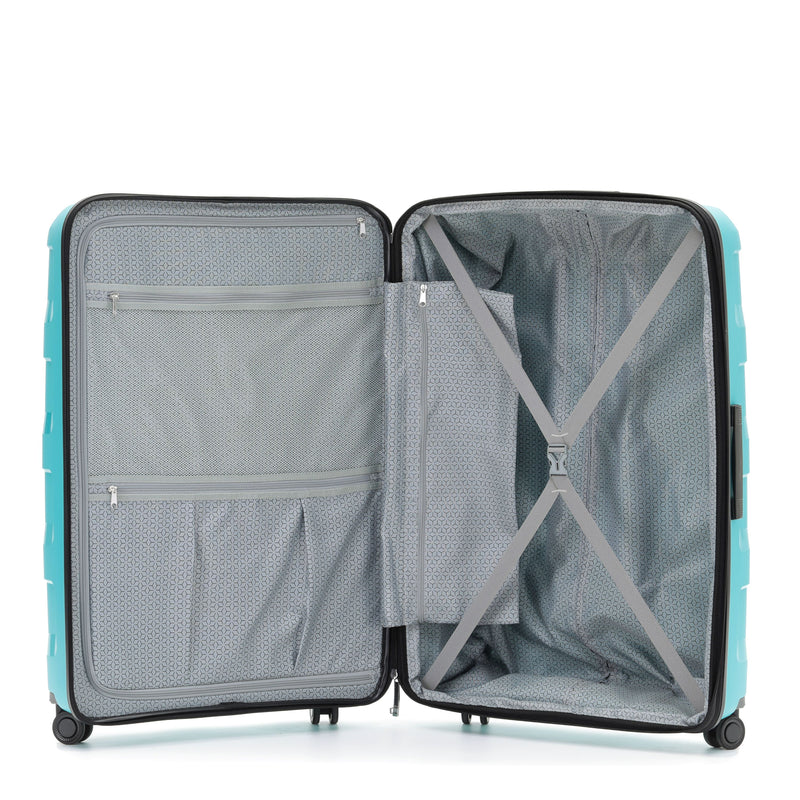 Tosca 81cm Comet Collection hard side polypropylene checked trolley case TCA200XL-Teal