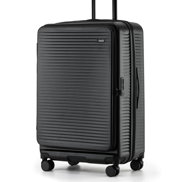 Tosca Zen Collection Polycarbonate Top Lid Zipper opening 77cm-H Trolley Luggage TCA225A-Black