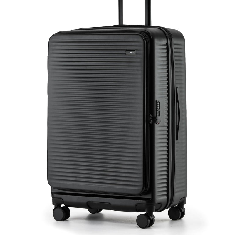 Tosca Zen Collection Polycarbonate Top Lid Zipper opening 77cm-H Trolley Luggage TCA225A-Black
