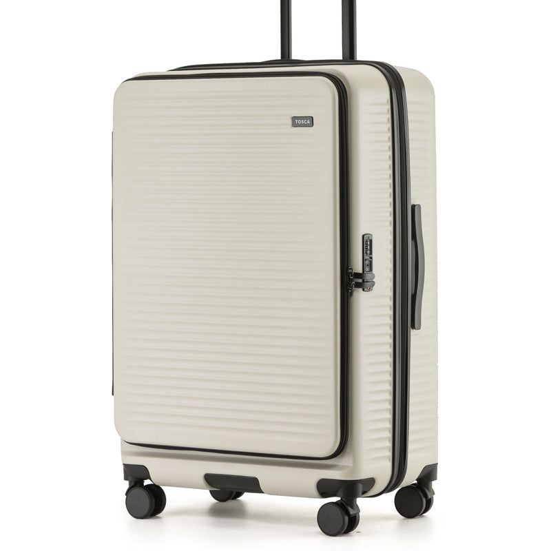 Tosca Zen Collection Top Lid Zipper Opening 77cm-H Polycarbonate Trolley case TCA225A-Stone