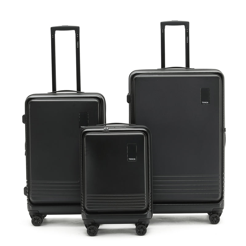 Tosca 54cm-H Horizon Collection Polycarbonate Front Zippered Carry-on trolley case TCA644C-Black