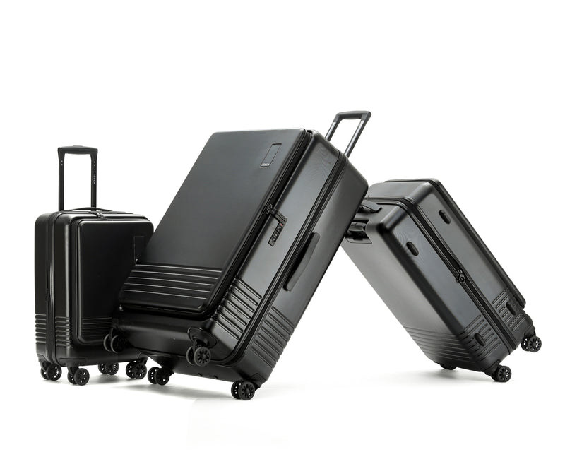 Tosca Horizon Collection-Full set of Front Zippered Opening Polycarbonate luggage 81/66/54cm TCA644-Full set Black