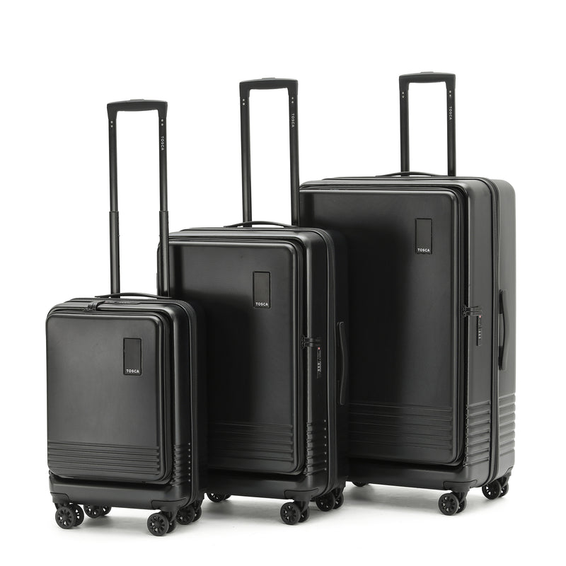 Tosca 66cm-H Horizon Collection polycarbonate Front zippered opening trolley case TCA644B-Black