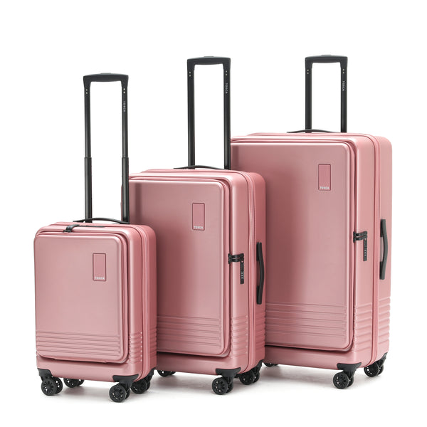 Tosca Horizon Collection-Full set of Front Zippered Opening Polycarbonate luggage 81/66/54cm TCA644-Full set Dusty Rose