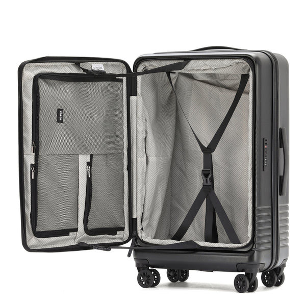 Tosca 66cm-H Horizon Collection polycarbonate Front zippered opening trolley case TCA644B-Black