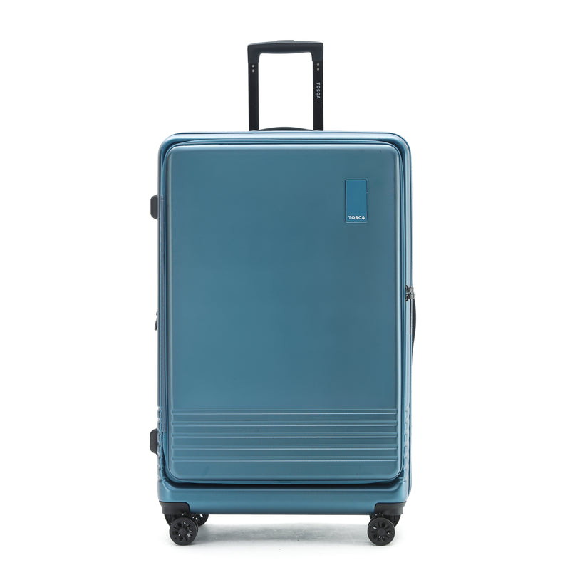 Tosca 81cm Horizon Collection Polycarbonate front zippered opening trolley case TCA644A-Blue Sapphire