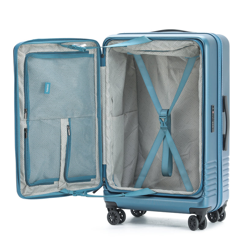 Tosca Horizon Collection-Full set of Front Zippered Opening Polycarbonate luggage 81/66/54cm TCA644-Full set Sapphire Blue