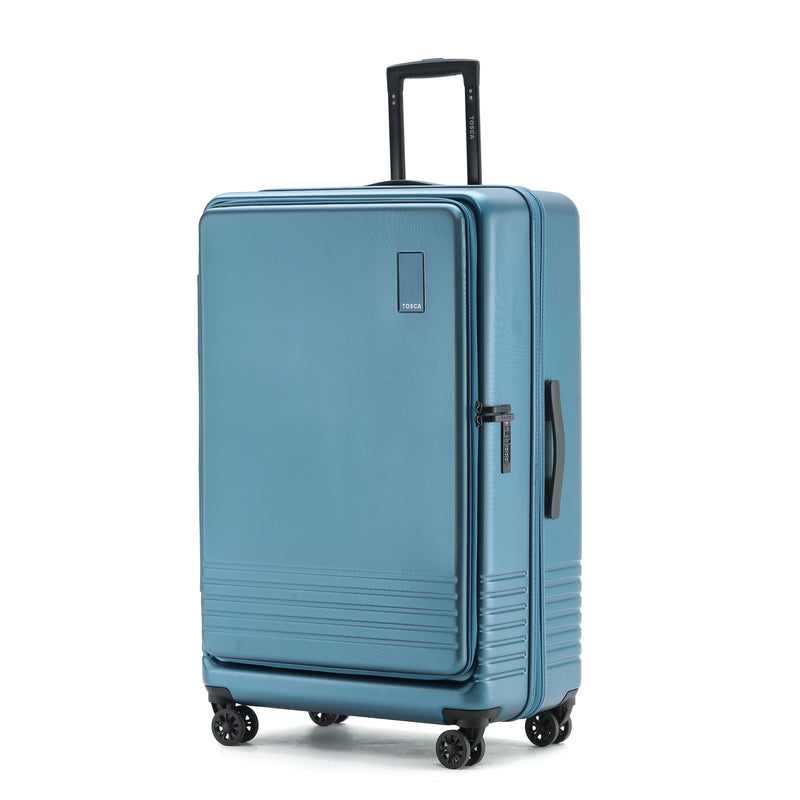 Tosca 81cm Horizon Collection Polycarbonate front zippered opening trolley case TCA644A-Blue Sapphire