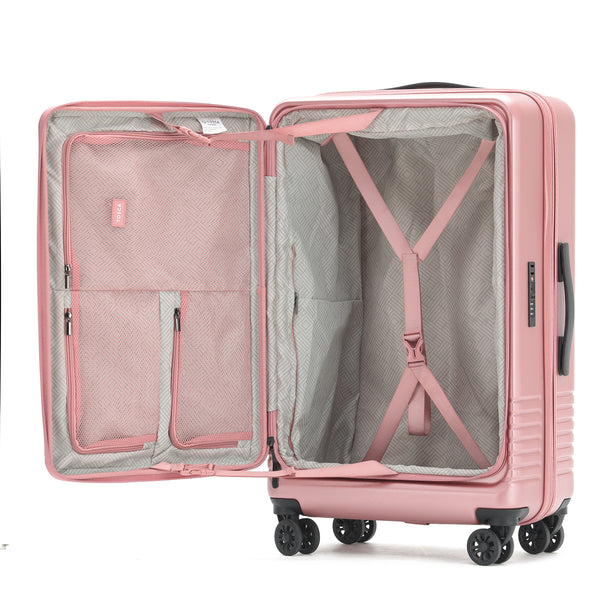 Tosca 66cm-H Horizon Collection polycarbonate Front zippered opening checked trolley case TCA644B-Dusty Rose