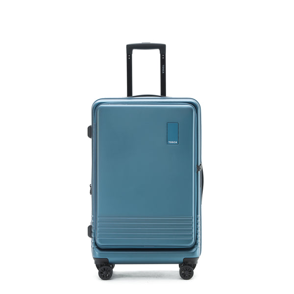 Tosca 66cm Horizon Collection polycarbonate Front zippered opening trolley case TCA644B-Blue Sapphire