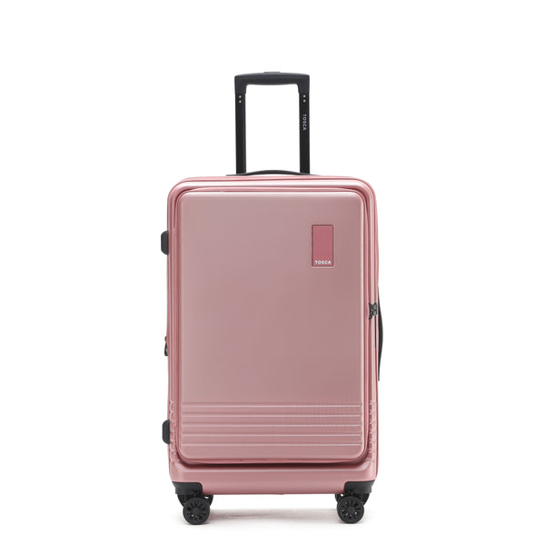 Tosca 66cm-H Horizon Collection polycarbonate Front zippered opening checked trolley case TCA644B-Dusy Rose