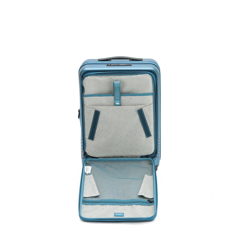 Tosca 54cm-H Horizon Collection polycarbonate Carry-on front zippered opening trolley case TCA644C-Sapphire Blue