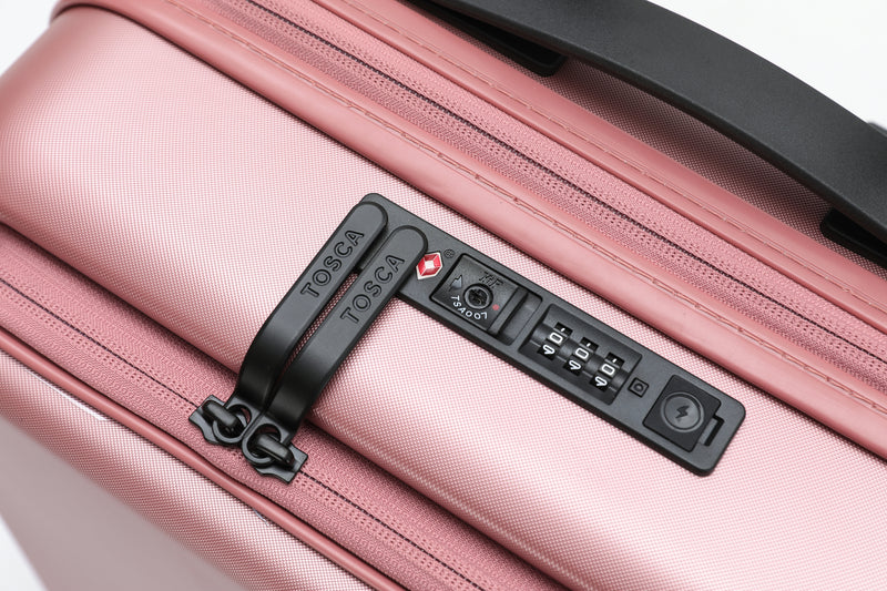 Tosca Horizon Collection-Full set of Front Zippered Opening Polycarbonate luggage 81/66/54cm TCA644-Full set Dusty Rose