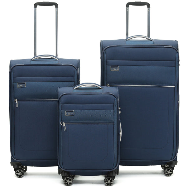 Tosca Navy Vega Collection luxury softside trolley luggage set 81/70/55cm TCA720