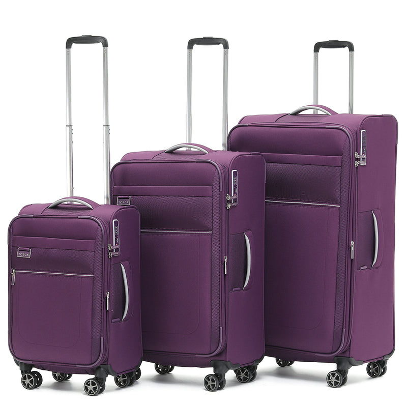 Tosca 55cm-H Vega Collection luxury softside carry on trolley case in Plum TCA720C