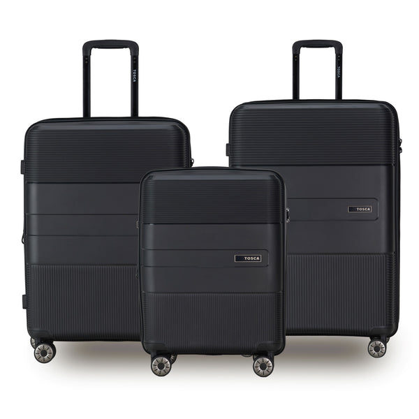 Tosca Orion Collection Polypropylene Hard side full-Luggage set 76cm/65cm/55cm TCA827-Black