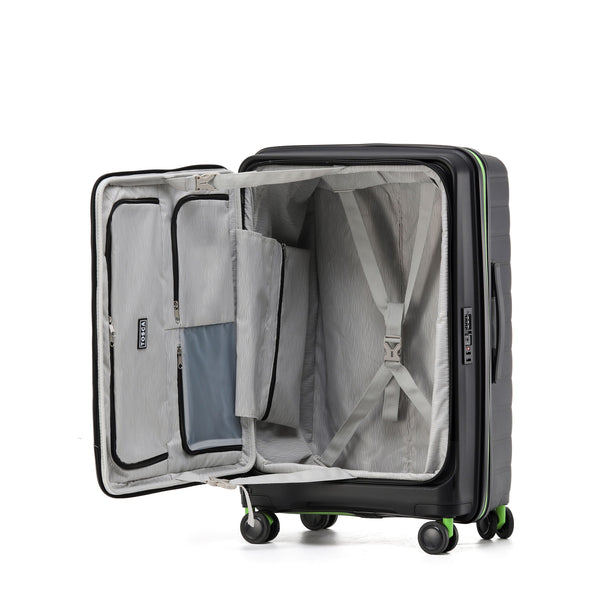 Tosca Cruiser Collection 67cm Polypropylene Front access top lid opening Trolley case TCA875B-Black-Lime green trims