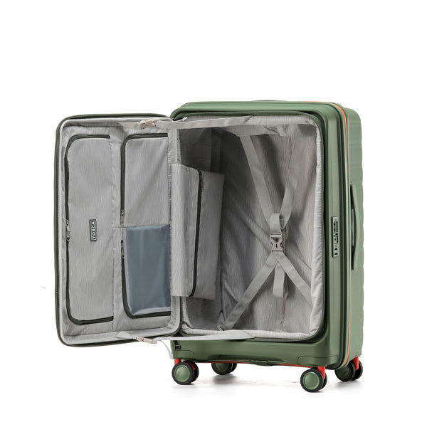Tosca Cruiser Collection 67cm Polypropylene Front access top lid opening Trolley case TCA875B-Khaki-Orange trims