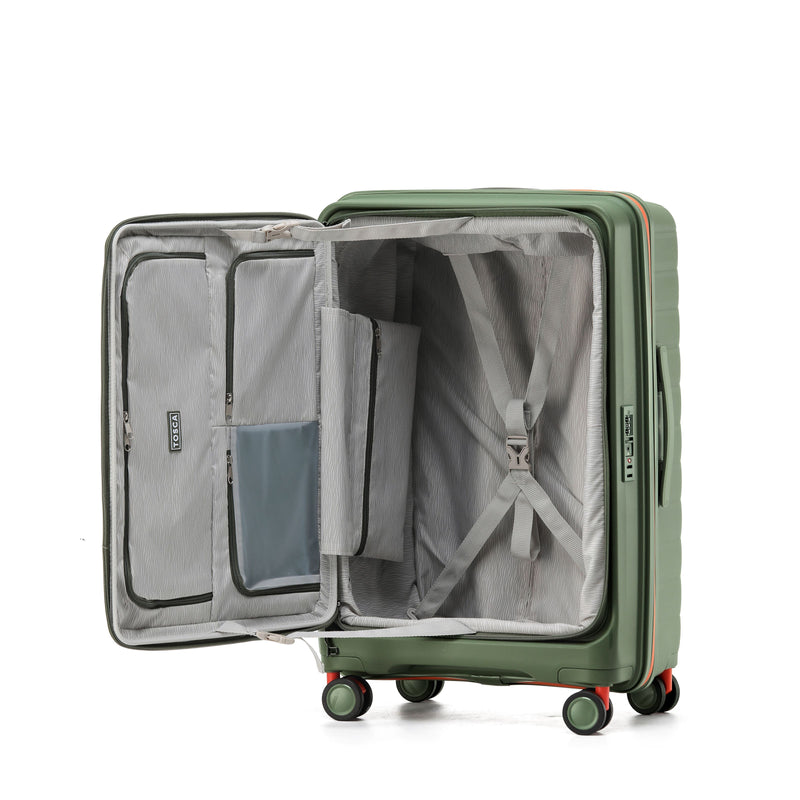 Tosca Cruiser Collection 67cm Polypropylene Front access top lid opening Trolley case TCA875B-Khaki-Orange trims