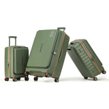 Tosca Cruiser Collection polypropylene front access trolley case set 77cm/67cm/54 TCA875-Full set Khaki-orange trims
