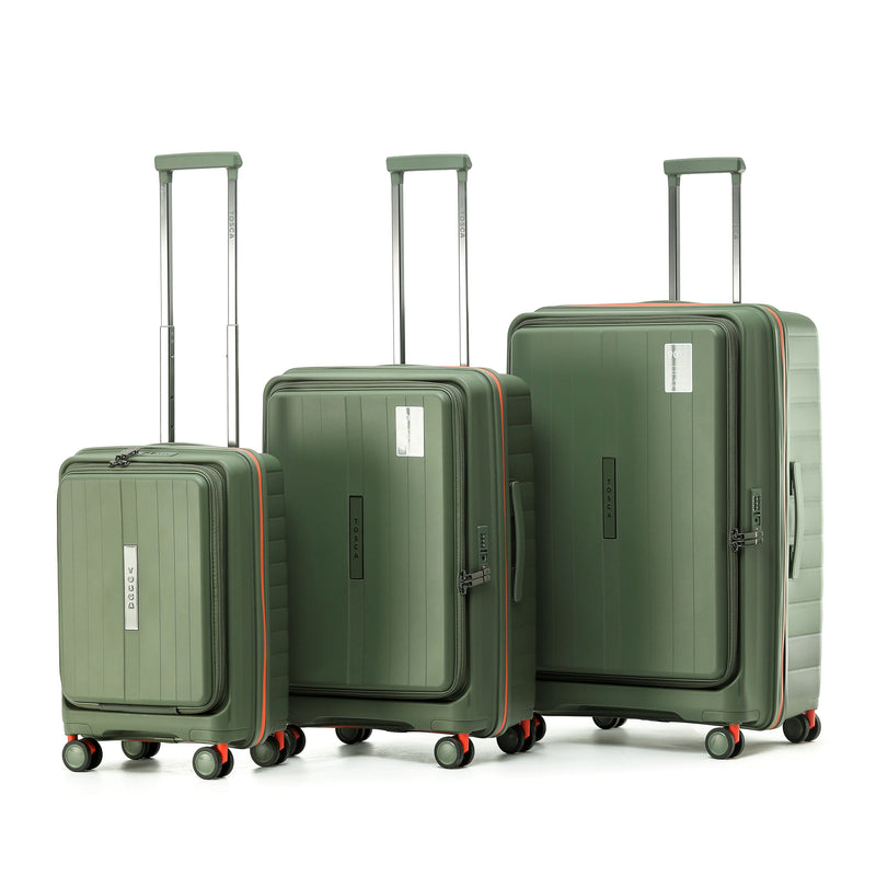 Tosca Cruiser Collection 67cm Polypropylene Front access top lid opening Trolley case TCA875B-Khaki-Orange trims