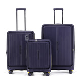 Tosca Cruiser Collection polypropylene front access trolley case set 77cm/67cm/54 TCA875-Full set Purple-yellow trims