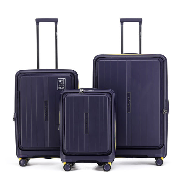 Tosca Cruiser Collection polypropylene front access trolley case set 77cm/67cm/54 TCA875-Full set Purple-yellow trims
