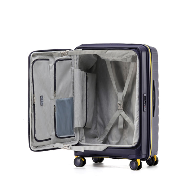 Tosca Cruiser Collection 67cm Polypropylene Front access top lid opening Trolley case TCA875B-Purple-Yellow trim