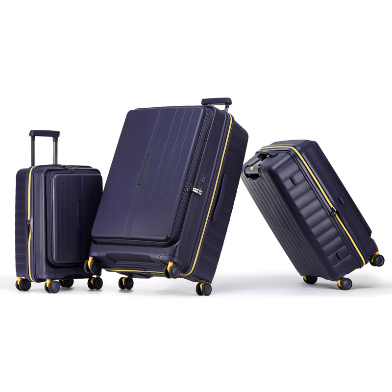 Tosca Cruiser Collection polypropylene front access trolley case set 77cm/67cm/54 TCA875-Full set Purple-yellow trims