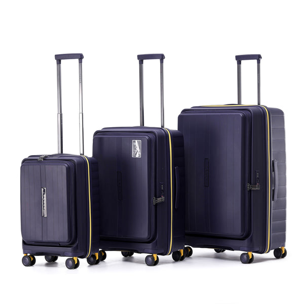Tosca Cruiser Collection polypropylene front access trolley case set 77cm/67cm/54 TCA875-Full set Purple-yellow trims