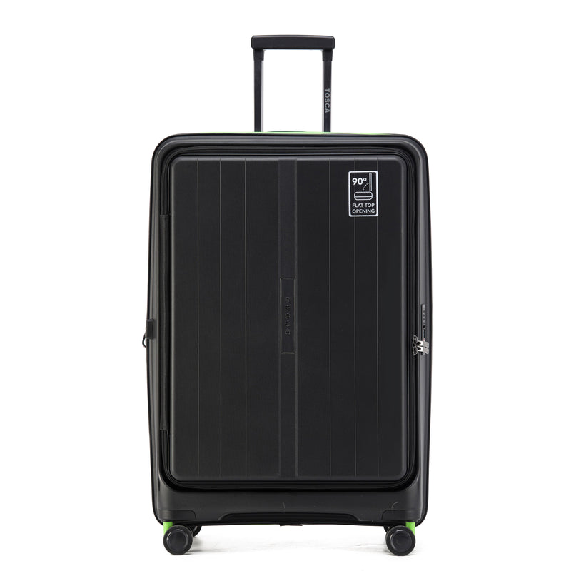 Tosca Cruiser Collection polypropylene front access trolley case TCA875A Black-Lime trims