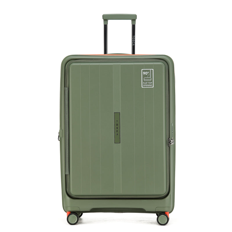 Tosca Cruiser Collection polypropylene front access trolley case TCA875A Khaki-orange trims