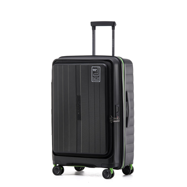 Tosca Cruiser Collection 67cm Polypropylene Front access top lid opening Trolley case TCA875B-Black-Lime green trims