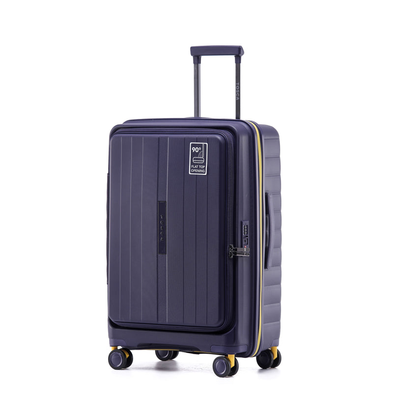 Tosca Cruiser Collection 67cm Polypropylene Front access top lid opening Trolley case TCA875B-Purple-Yellow trim