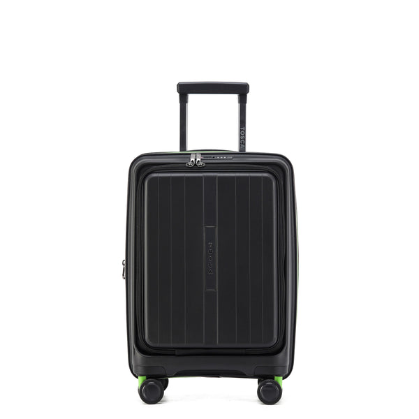 Tosca Cruiser Collection polypropylene front access 54cm-carry-on trolley case TCA875C Black Lime Green trims